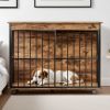 Dog Crate Furniture , Large Dog Cage Furniture with Tray for Medium Large Dogs, Wooden Dog Kennel Furniture