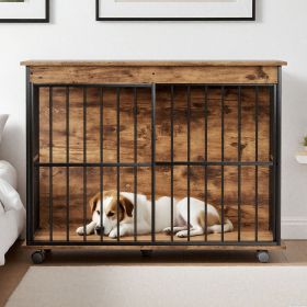 Dog Crate Furniture , Large Dog Cage Furniture with Tray for Medium Large Dogs, Wooden Dog Kennel Furniture