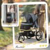 3 Wheels Pet Stroller for Small Dogs and Medium Dogs with Adjustable Canopy, Safety Tether, Storage Basket, Gray