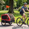 Dog Bike Trailer for Small & Medium Dogs, Universal Bicycle Coupler, Flip-Down Ramp Tailgate, Red