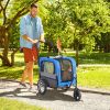 2-in-1 Small Dog Bike Trailer and Bike Stroller with Hitch, Bicycle Trailer Sidecar Bike Wagon Cart Carrier Attachment for Travel, Blue