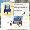 2-in-1 Small Dog Bike Trailer and Bike Stroller with Hitch, Bicycle Trailer Sidecar Bike Wagon Cart Carrier Attachment for Travel, Blue
